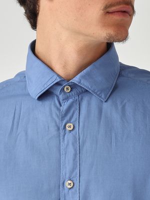 5. Herrenhemd aus hauchdünner Baumwollmusselin Avio