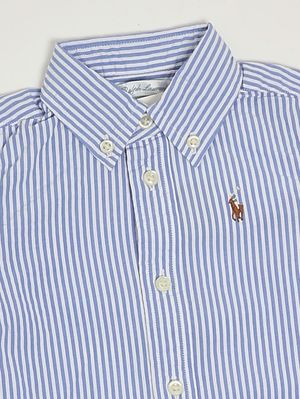 3. Baby boy seersucker cotton shirt White and Light Blue Stripe