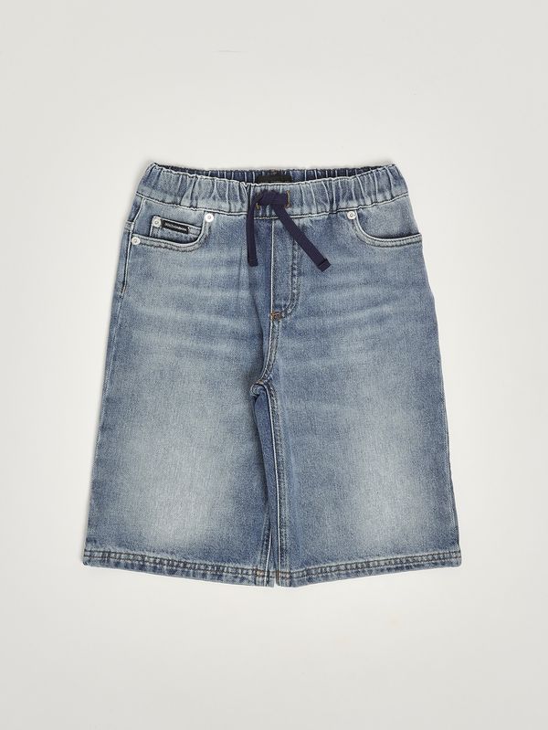 Kinder-Bermuda aus Baumwolle Heller Denim Dolce e Gabbana