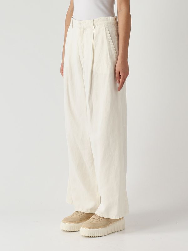 3. Pantaloni donna Aloa in cotone e lino Bianco S Max Mara 2619131093600