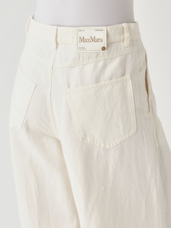 5. Pantaloni donna Aloa in cotone e lino Bianco S Max Mara 2619131093600