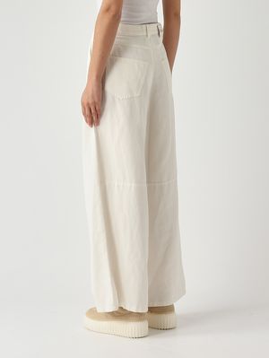 4. Pantaloni donna Aloa in cotone e lino Bianco