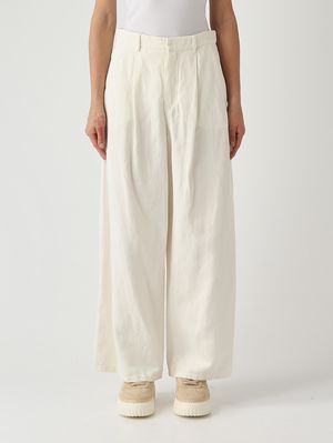 1. Pantaloni donna Aloa in cotone e lino Bianco