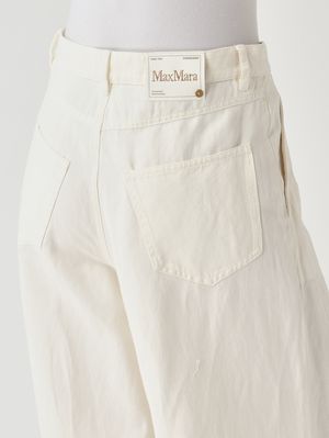 5. Pantaloni donna Aloa in cotone e lino Bianco