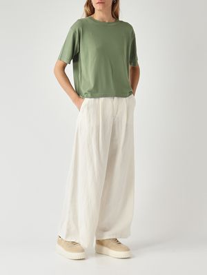 2. Pantaloni donna Aloa in cotone e lino Bianco