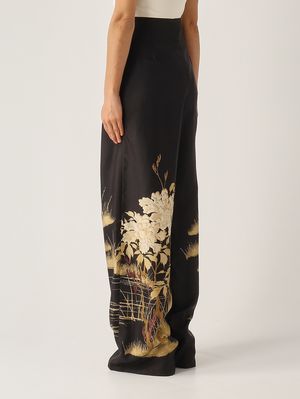 3. Pantalone donna Mappa in seta Nero-Avorio
