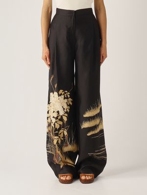1. Pantalone donna Mappa in seta Nero-Avorio