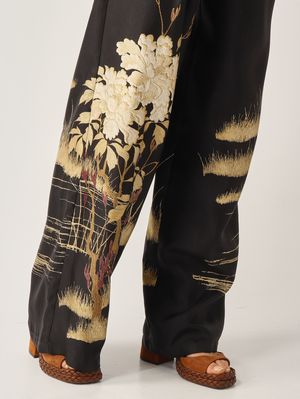 4. Pantalone donna Mappa in seta Nero-Avorio