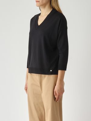 3. Maglia donna in lyocell e cotone Nero