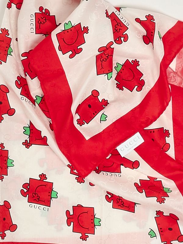 2. Foulard bambina in modal e seta Bianco-Rosso Gucci 8591114k025
