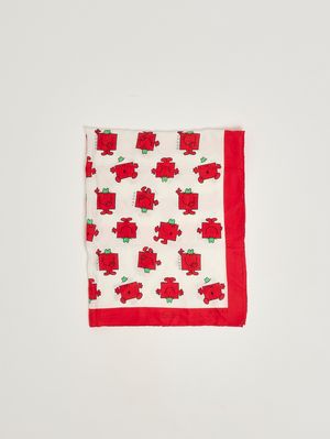 1. Pañuelo de niña de modal y seda Blanco-rojo