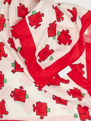 2. Pañuelo de niña de modal y seda Blanco-rojo
