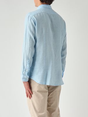 3. Herrenhemd aus Leinen Blau