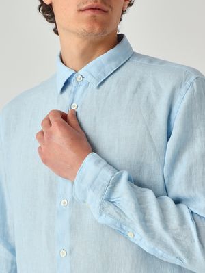 4. Herrenhemd aus Leinen Blau
