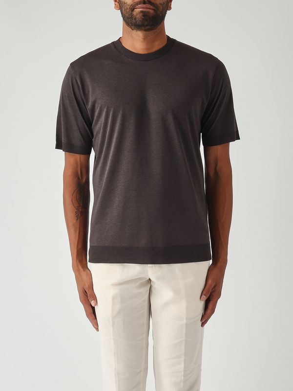 Camiseta para hombre Cecil de tejido tipo satén de algodón Marrón oscuro Altea