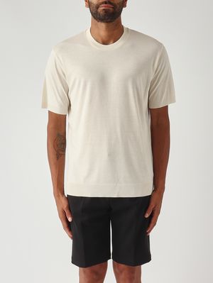 1. Camiseta para hombre Cecil de tejido tipo satén de algodón Marfil