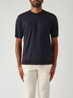 1. Camiseta para hombre Cecil de tejido tipo satén de algodón Azul marino