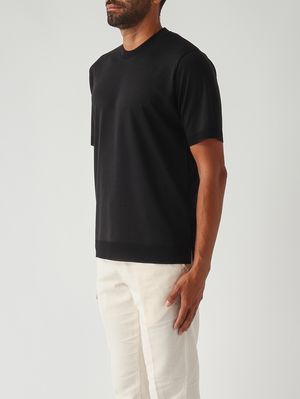 3. Cecil Herren-T-Shirt aus baumwollähnlichem Satin Schwarz