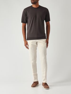 2. Cecil Herren-T-Shirt aus baumwollähnlichem Satin Dunkelbraun