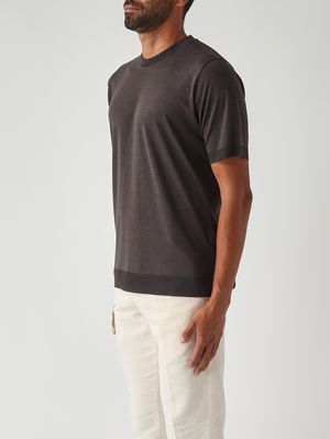 3. Cecil Herren-T-Shirt aus baumwollähnlichem Satin Dunkelbraun