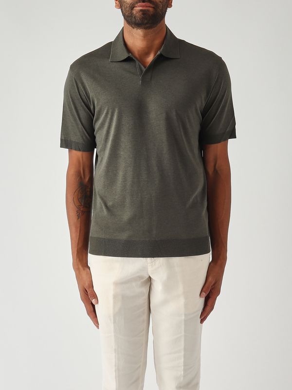 1. Pierre men's polo shirt in cotton sateen-effect fabric Military green Altea 2655155