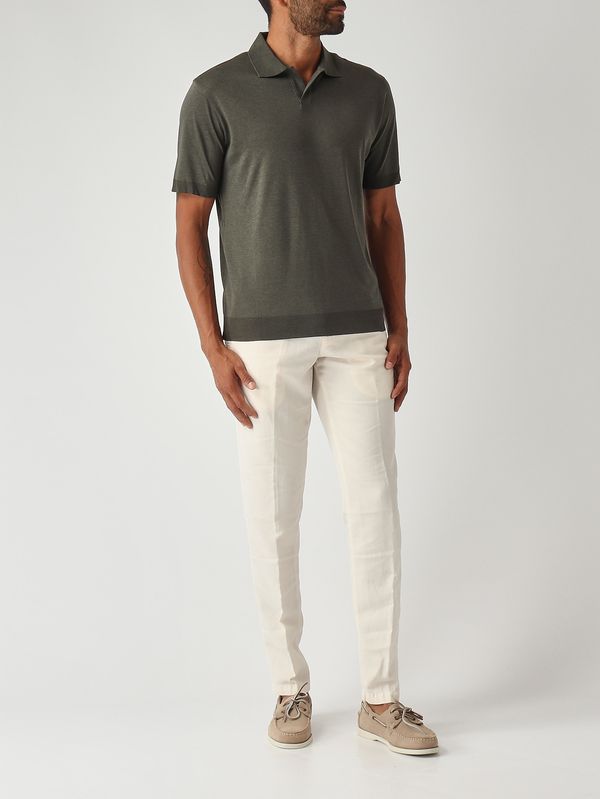 2. Pierre men's polo shirt in cotton sateen-effect fabric Military green Altea 2655155