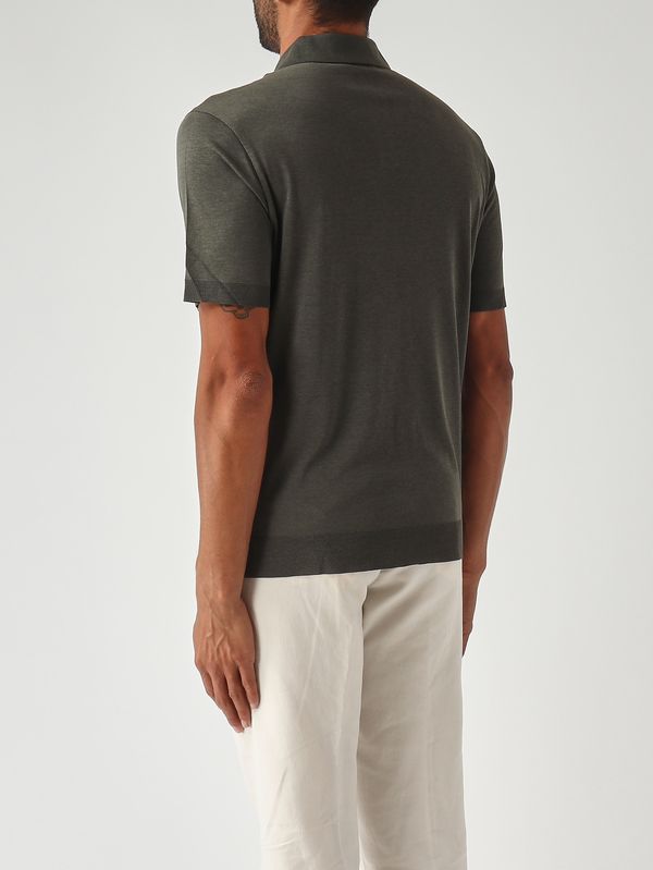 4. Pierre men's polo shirt in cotton sateen-effect fabric Military green Altea 2655155
