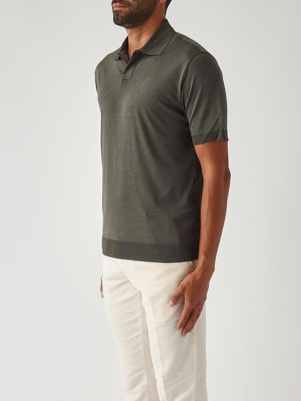 3. Pierre men's polo shirt in cotton sateen-effect fabric Military green Altea 2655155