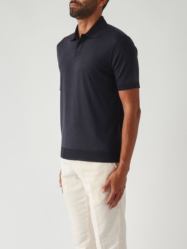 3. Polo para hombre Pierre en tejido tipo satén de algodón Azul marino Altea 2655155