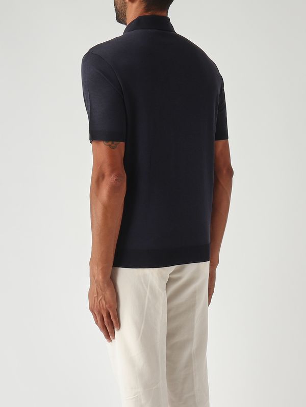 4. Polo para hombre Pierre en tejido tipo satén de algodón Azul marino Altea 2655155