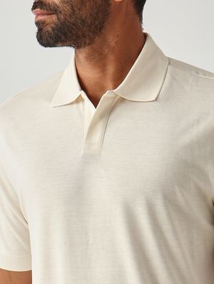 5. Polo para hombre Pierre en tejido tipo satén de algodón Marfil