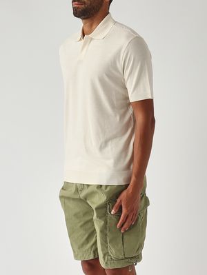 3. Polo para hombre Pierre en tejido tipo satén de algodón Marfil