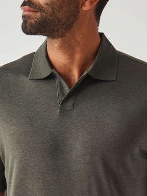 5. Pierre men's polo shirt in cotton sateen-effect fabric Military green
