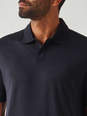 5. Polo para hombre Pierre en tejido tipo satén de algodón Azul marino