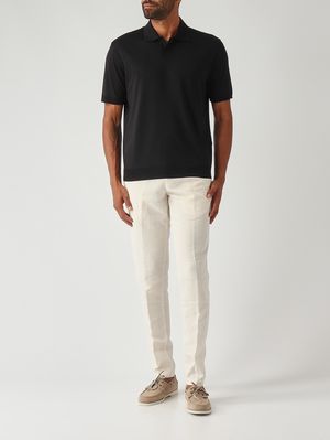 2. Pierre men's polo shirt in cotton sateen-effect fabric Black