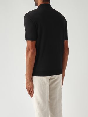 4. Pierre men's polo shirt in cotton sateen-effect fabric Black