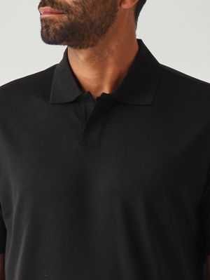 5. Pierre men's polo shirt in cotton sateen-effect fabric Black