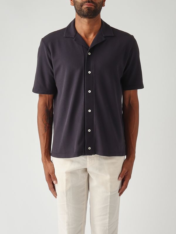 Camisa de hombre Jean en punto de algodón Azul marino Altea