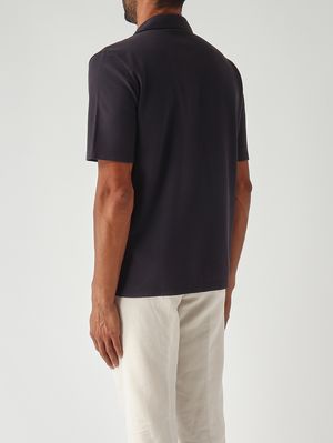 4. Camisa de hombre Jean en punto de algodón Azul marino