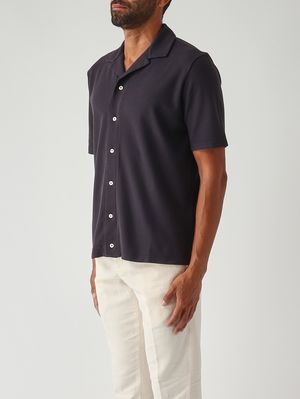 3. Camisa de hombre Jean en punto de algodón Azul marino