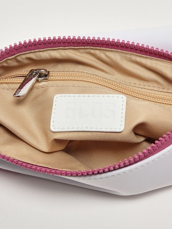 3. Pochette aus Nylon und Kunstleder Weiß-Rosa GCDS gckb102