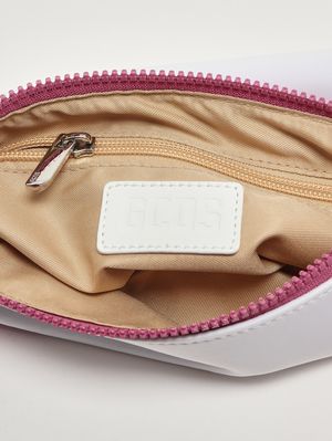 3. Pochette aus Nylon und Kunstleder Weiß-Rosa