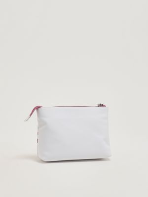 2. Pochette aus Nylon und Kunstleder Weiß-Rosa