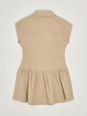 2. Vestido de niña de algodón elástico. Beige