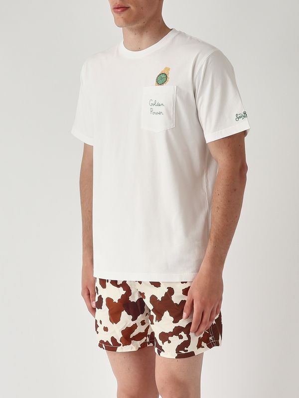 3. Men's Austin cotton T-shirt Golden Power 01n MC2 Saint Barth aus0001