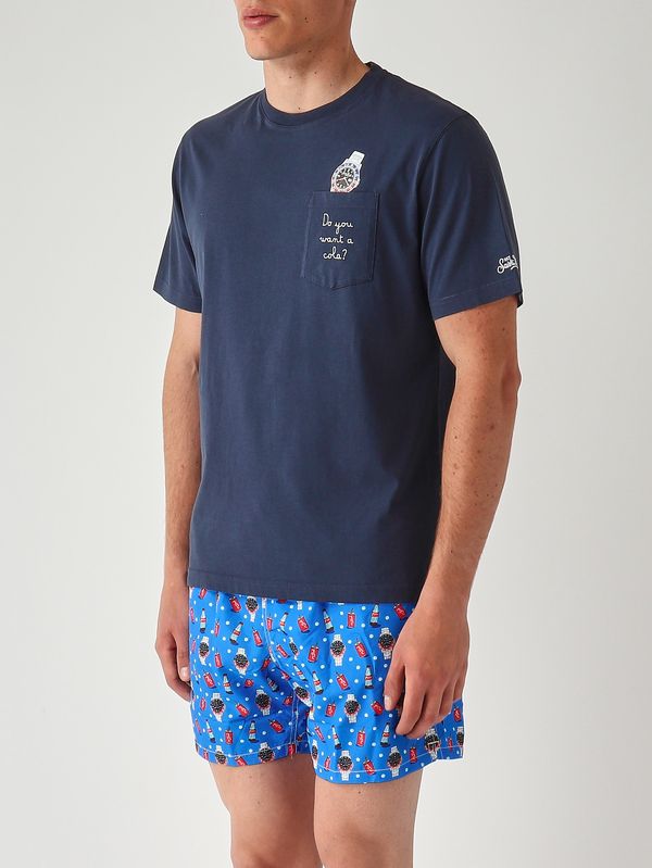 3. Camiseta de hombre Austin de algodón Want A Watch 61 Emb MC2 Saint Barth aus0001