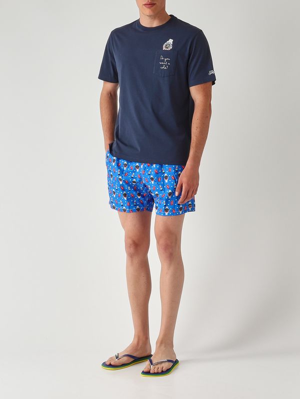2. Camiseta de hombre Austin de algodón Want A Watch 61 Emb MC2 Saint Barth aus0001