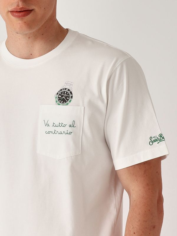 5. Men's Austin cotton T-shirt Watch Contr 01n Emb MC2 Saint Barth aus0001