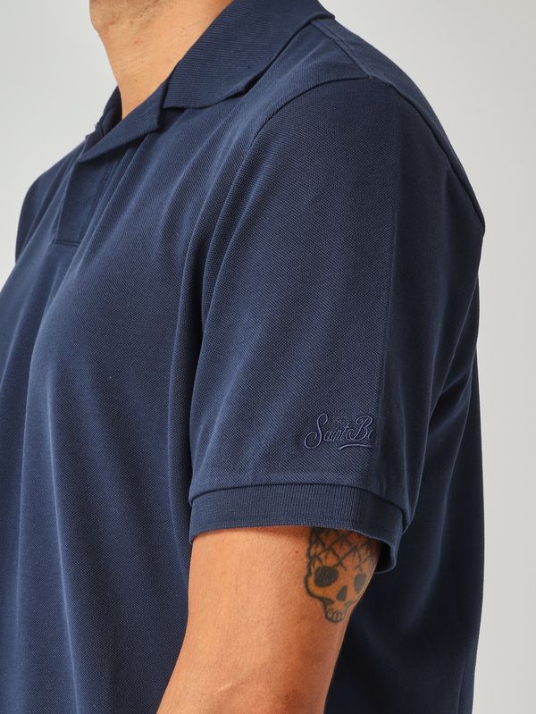 5. Herren-Poloshirt Charles aus Stretch-Baumwolle Piqué 61 Marineblau MC2 Saint Barth chs0001