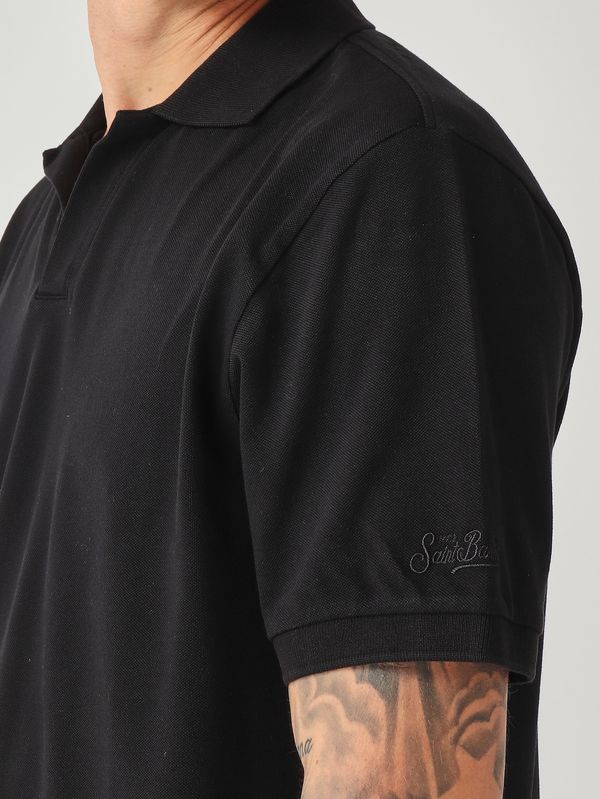 5. Herren-Poloshirt Charles aus Stretch-Baumwolle Piquet 00 Schwarz MC2 Saint Barth chs0001